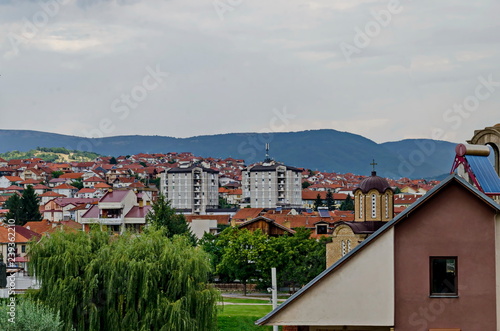 Принти на полотні A residential district of contemporary macedonian  houses in  town Delchevo amon