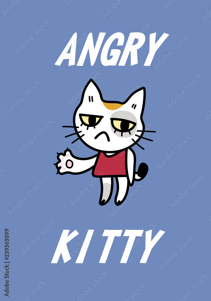 Naklejka premium Cute cat design.Children illustration for School books and more. Animal print.