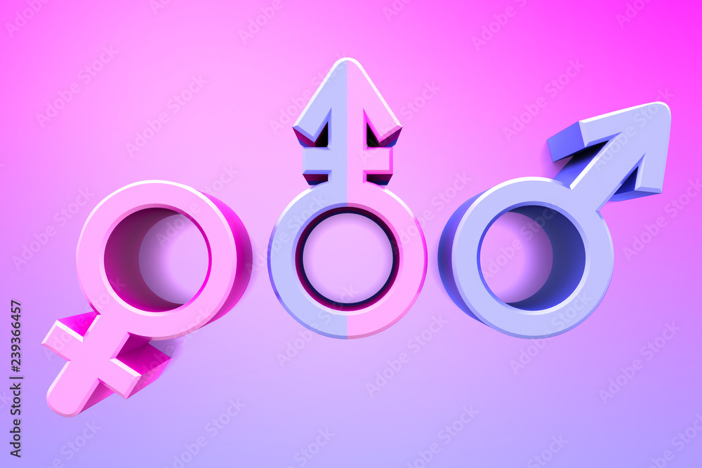 Venus and Mars signs. Symbols of gender concept design. 3D illustration