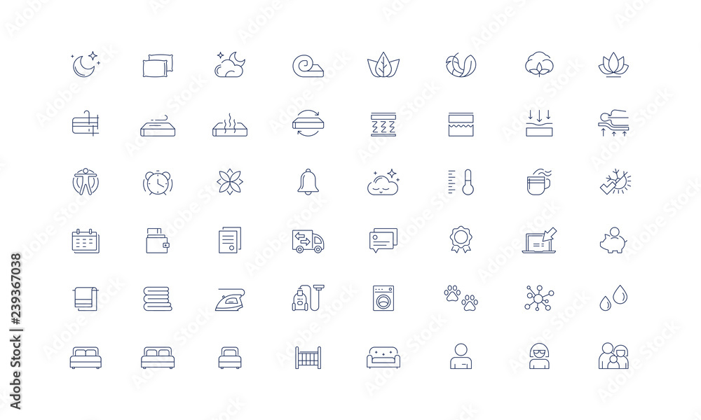 Orthopedic Mattress, Bed, Sleep Vector icon set Orthopedic Mattress, Bed, Sleep Vector icon set