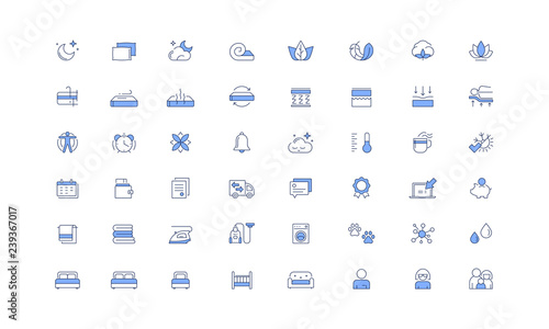 Orthopedic Mattress, Bed, Sleep Vector icon set