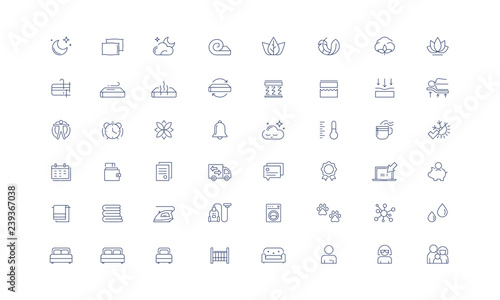 Orthopedic Mattress, Bed, Sleep Vector icon set