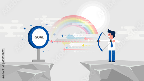 businessman manager archer shoots bow