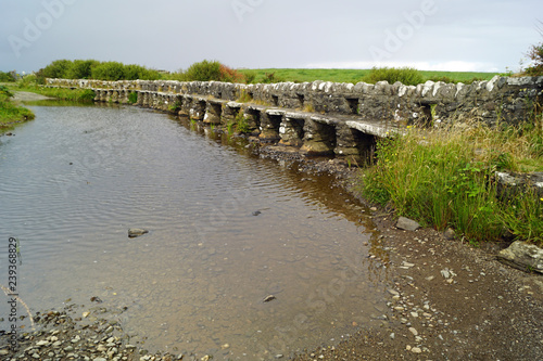 Clapper Bridge over Carrownisky River, Ireland County Mayo Killeen Bunlahinch photo