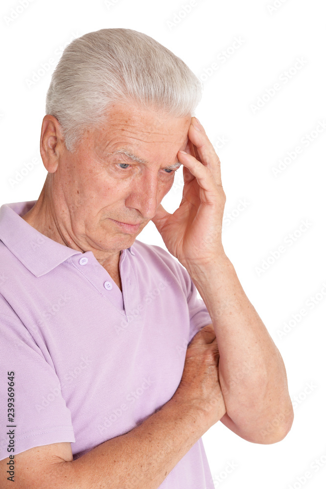 Thinking senior man isolated on white background Thinking senior man isolated on white background