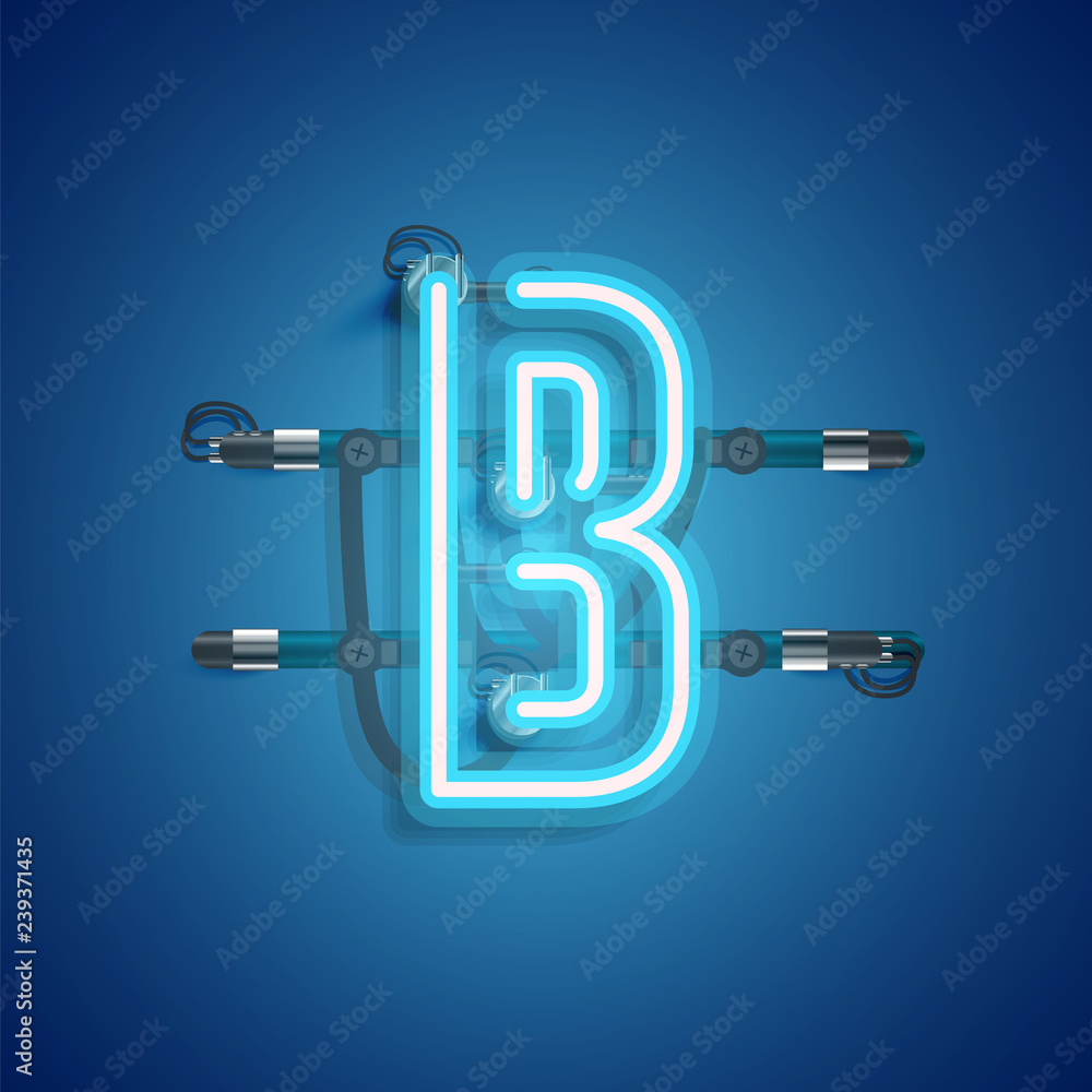 Realistic neon character with wires and console, vector illustration Realistic neon character with wires and console, vector illustration