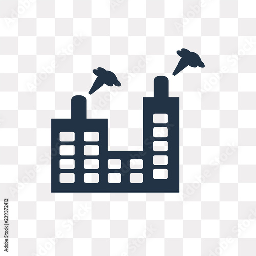 Industrial building with contaminants vector icon isolated on transparent background, Industrial building with contaminants  transparency concept can be used web and mobile