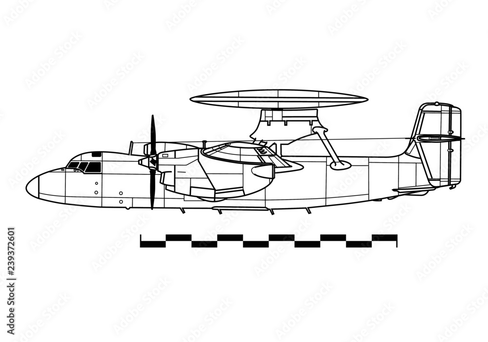 Grumman E-2A HAWKEYE. Outline drawing