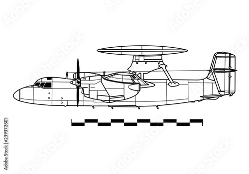 Grumman E-2A HAWKEYE. Outline drawing