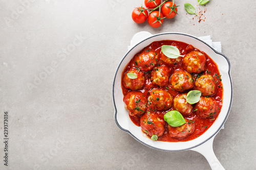 Homemade meatballs with tomato sauce photo