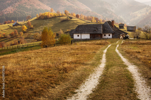 Beautiful landscape in autumn season with amazing colors. Simon, Brasov. Tansylvania - Romania.