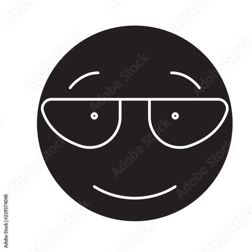 Scientist emoji black vector concept icon. Scientist emoji flat illustration, sign, symbol