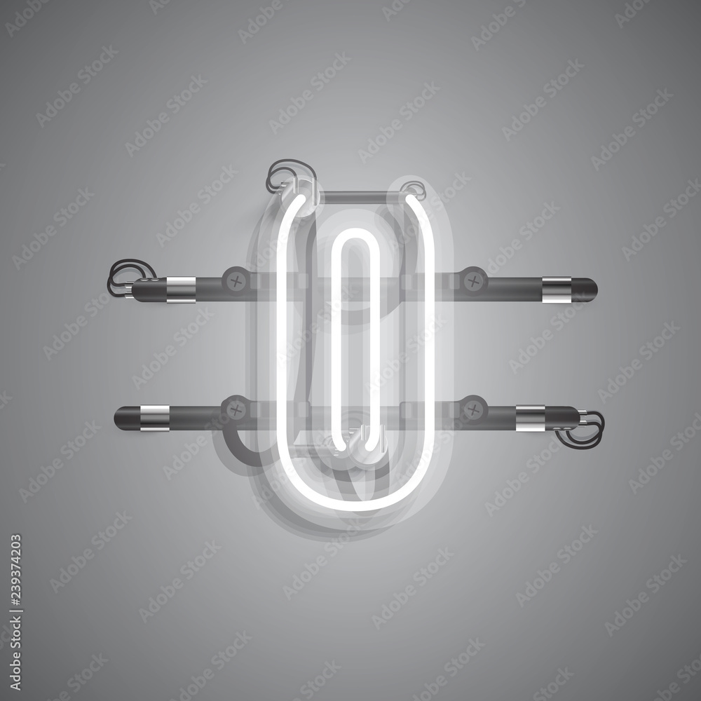 Realistic neon character with wires and console, vector illustration Realistic neon character with wires and console, vector illustration