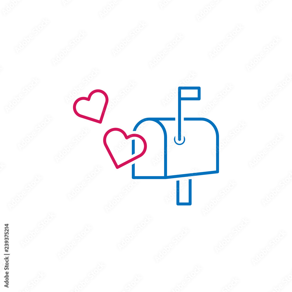 Valentine's day, mailbox, hearts icon. Can be used for web, logo, mobile app, UI, UX Valentine's day, mailbox, hearts icon. Can be used for web, logo, mobile app, UI, UX