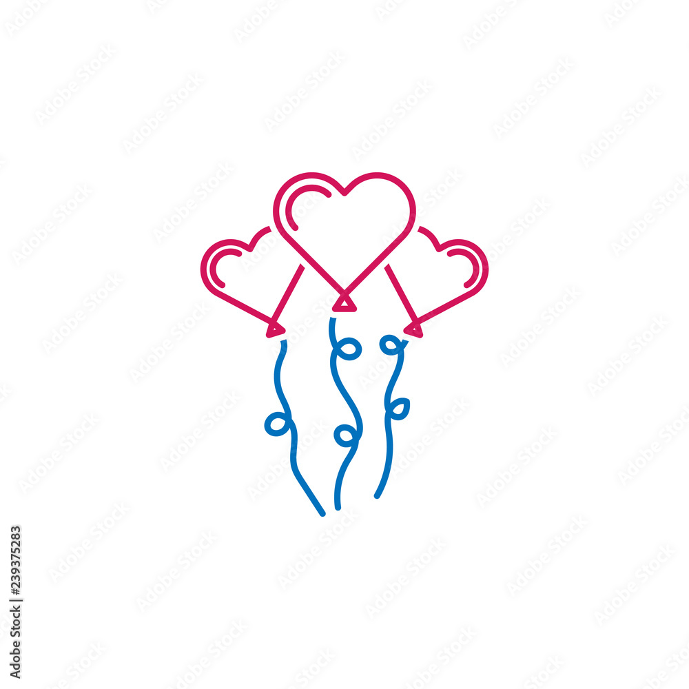 Valentine's day, balloons, hearts icon. Can be used for web, logo, mobile app, UI, UX