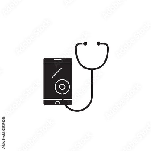Telemedicine black vector concept icon. Telemedicine flat illustration, sign, symbol