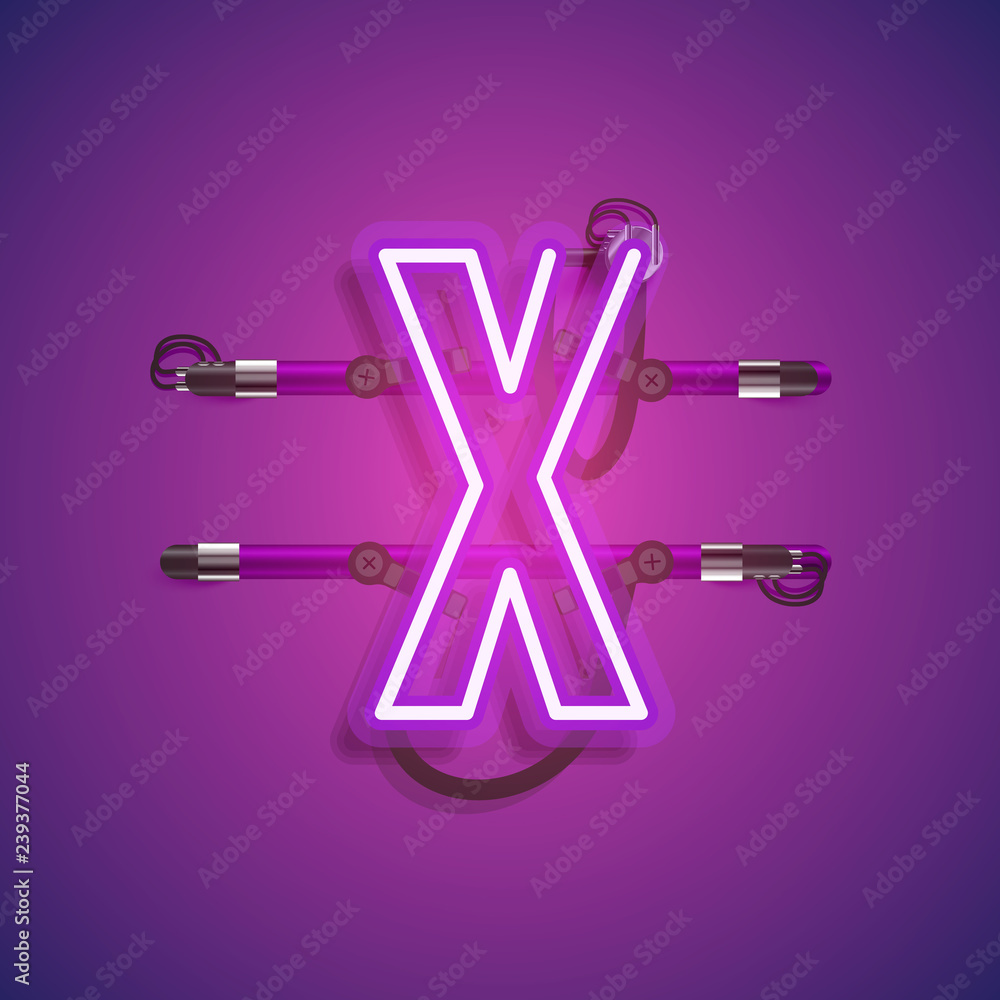Realistic neon character with wires and console, vector illustration Realistic neon character with wires and console, vector illustration