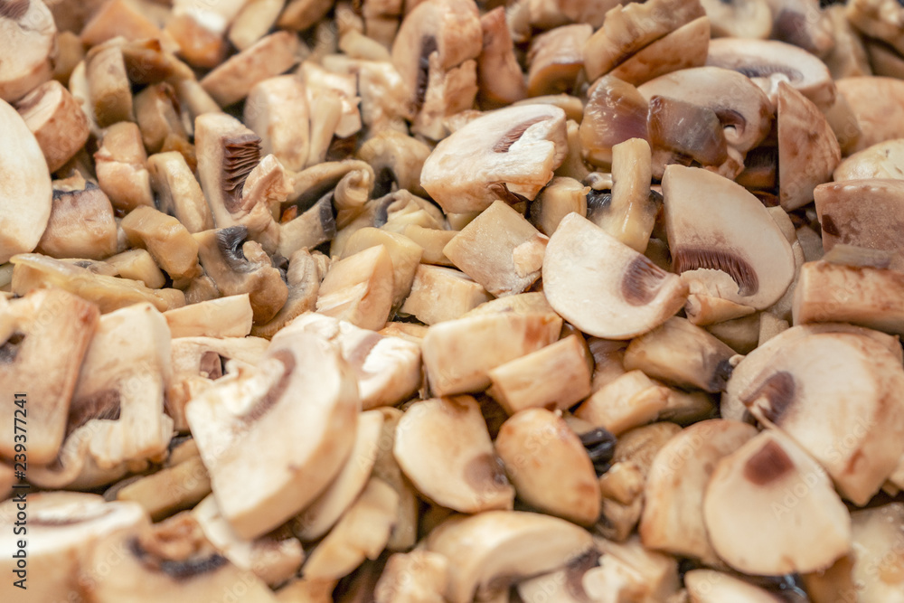 Mushrooms are fried in a pan Mushrooms are fried in a pan