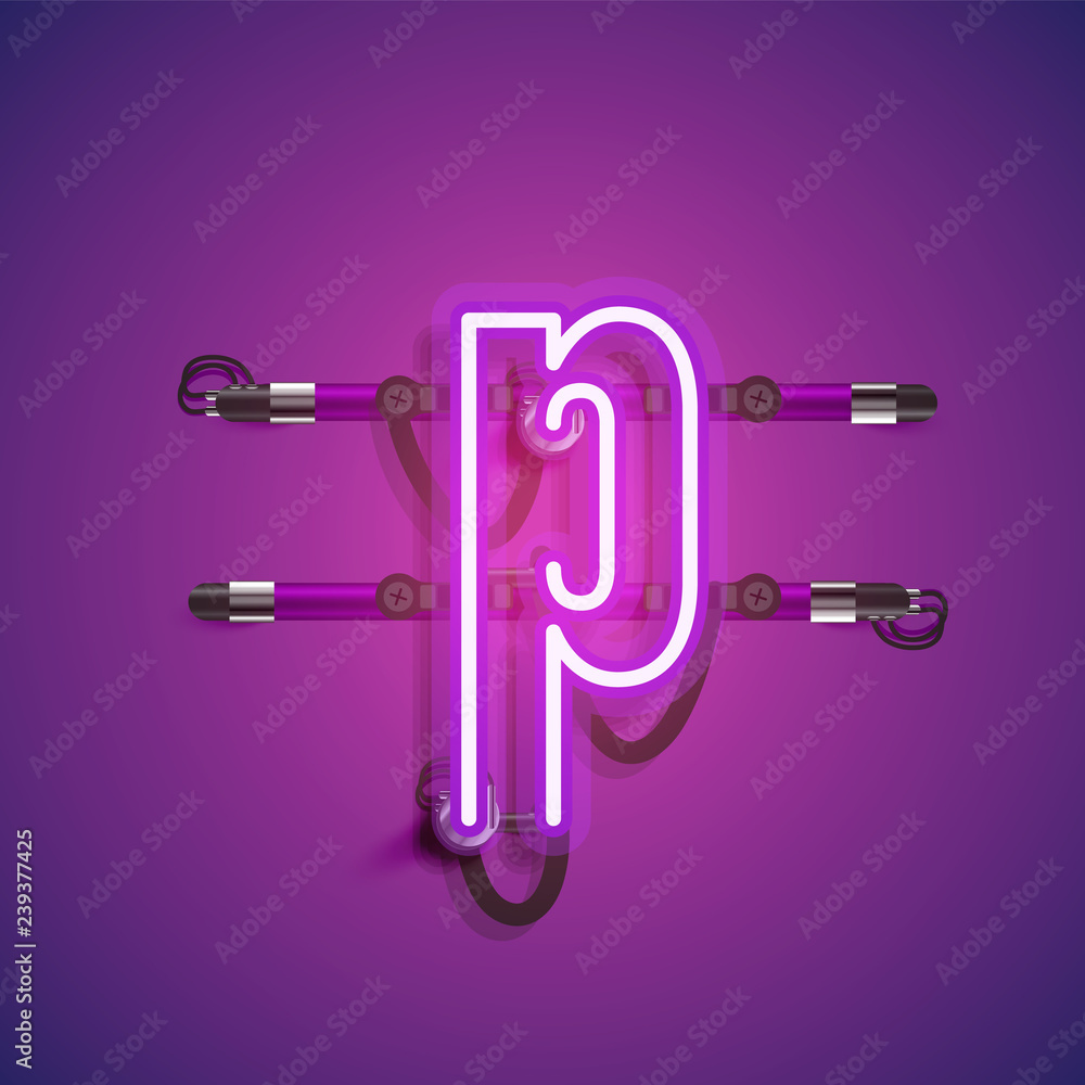 Realistic neon character with wires and console, vector illustration Realistic neon character with wires and console, vector illustration