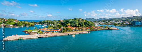 Panoramic harbor view of St Lucia photo