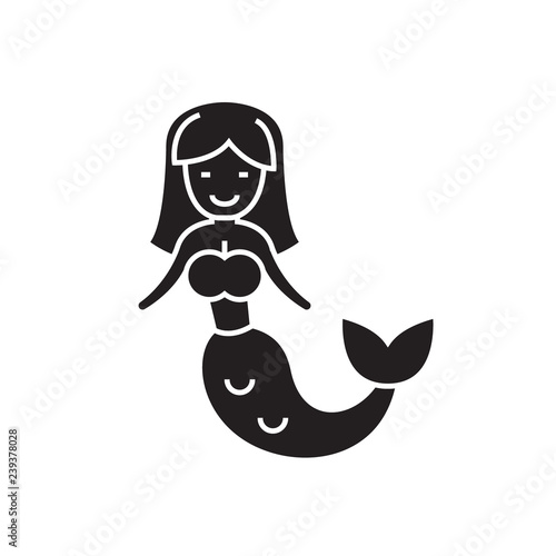 Water nymph black vector concept icon. Water nymph flat illustration, sign, symbol