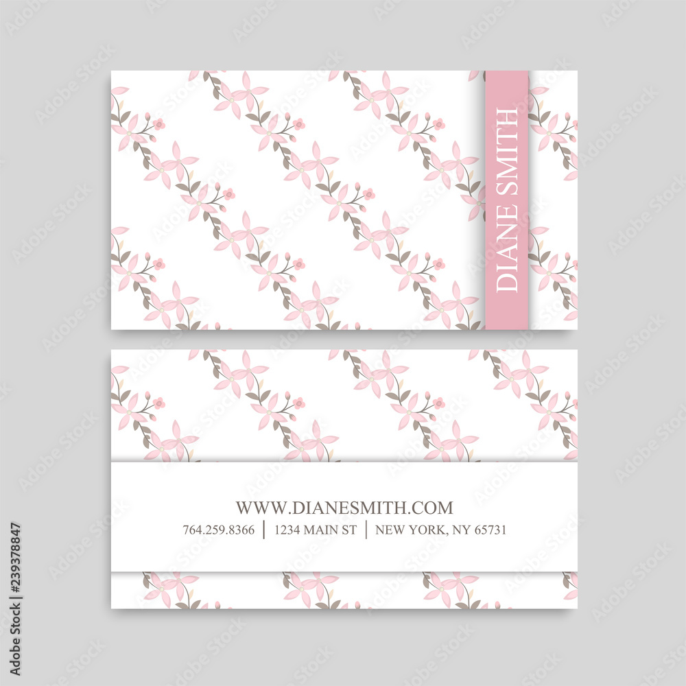 Business card with beautiful flowers. Template Business card with beautiful flowers. Template