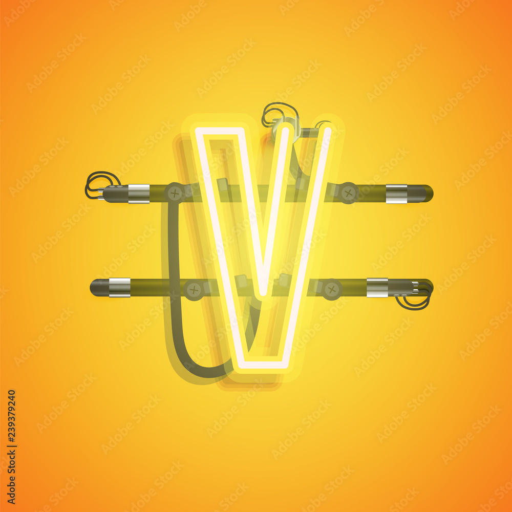 Realistic neon character with wires and console, vector illustration Realistic neon character with wires and console, vector illustration