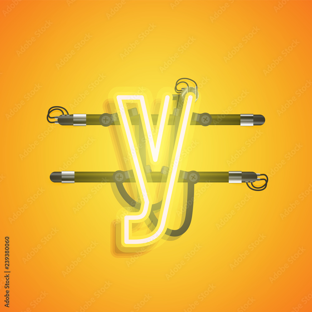 Realistic neon character with wires and console, vector illustration Realistic neon character with wires and console, vector illustration