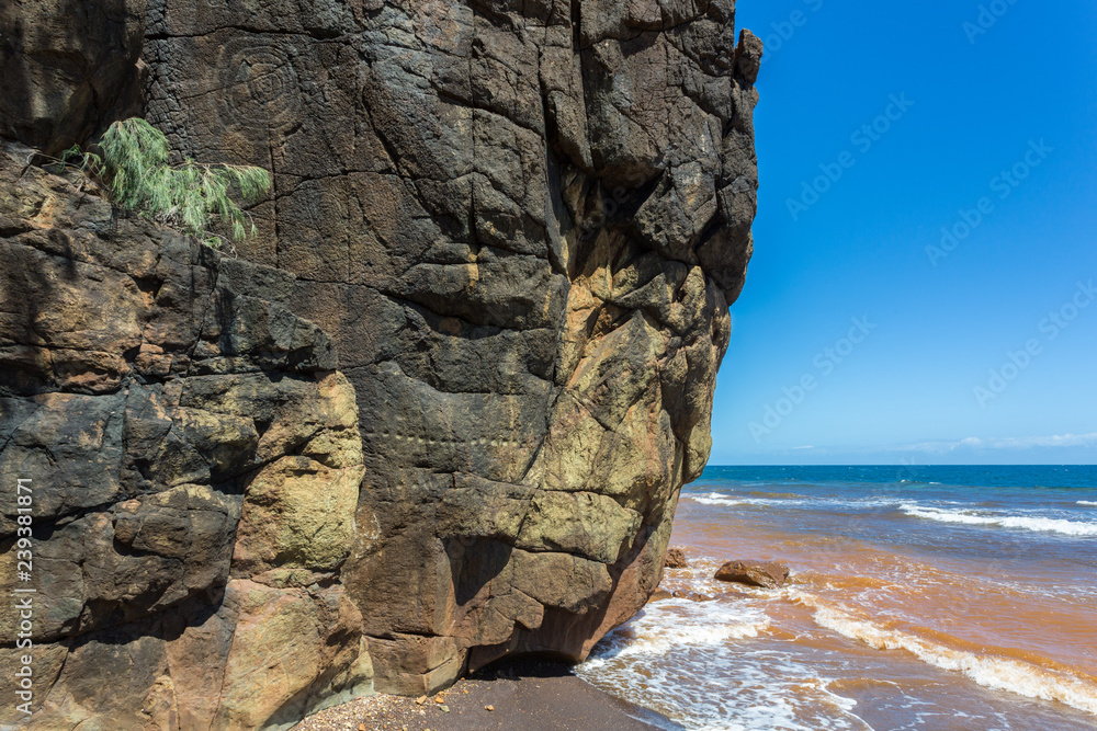Kanak petroglyphs on a shore near Canala and Nakety, North Province of ...