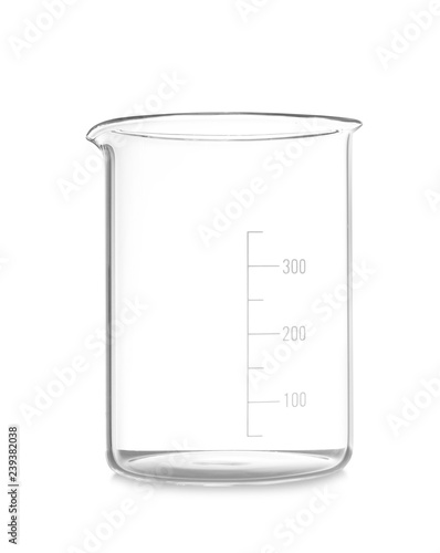 Φωτογραφία Empty beaker isolated on white. Chemistry laboratory glassware