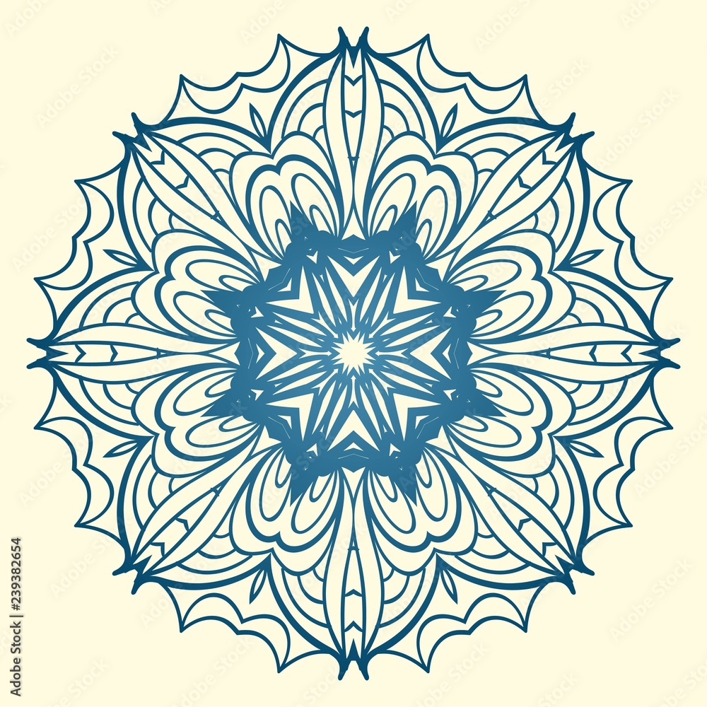Vector round abstract Mandala style decorative element. Hand-Drawn Vector illustration. Can be used for textile, greeting card, coloring book, phone case print.