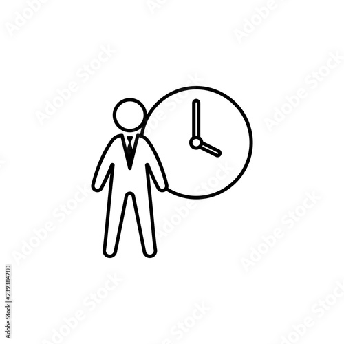 Hours, businessman, schedule icon on white background. Can be used for web, logo, mobile app, UI, UX