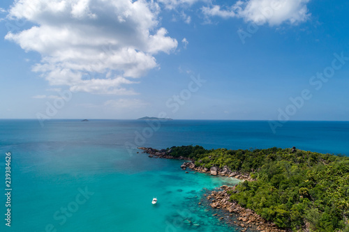 Aerial view of beautiful island at Seychelles in the Indian Ocean. Top view from drone © gawriloff