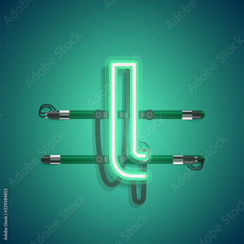 Realistic neon character with wires and console, vector illustration © Sebestyen Balint
