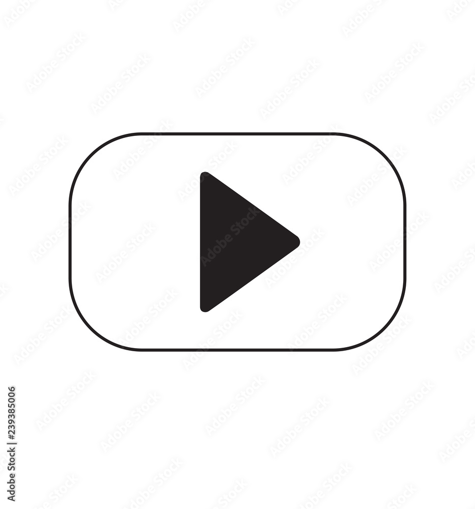 Play icon film media icon flat vector illustration isolated on white Play icon film media icon flat vector illustration isolated on white
