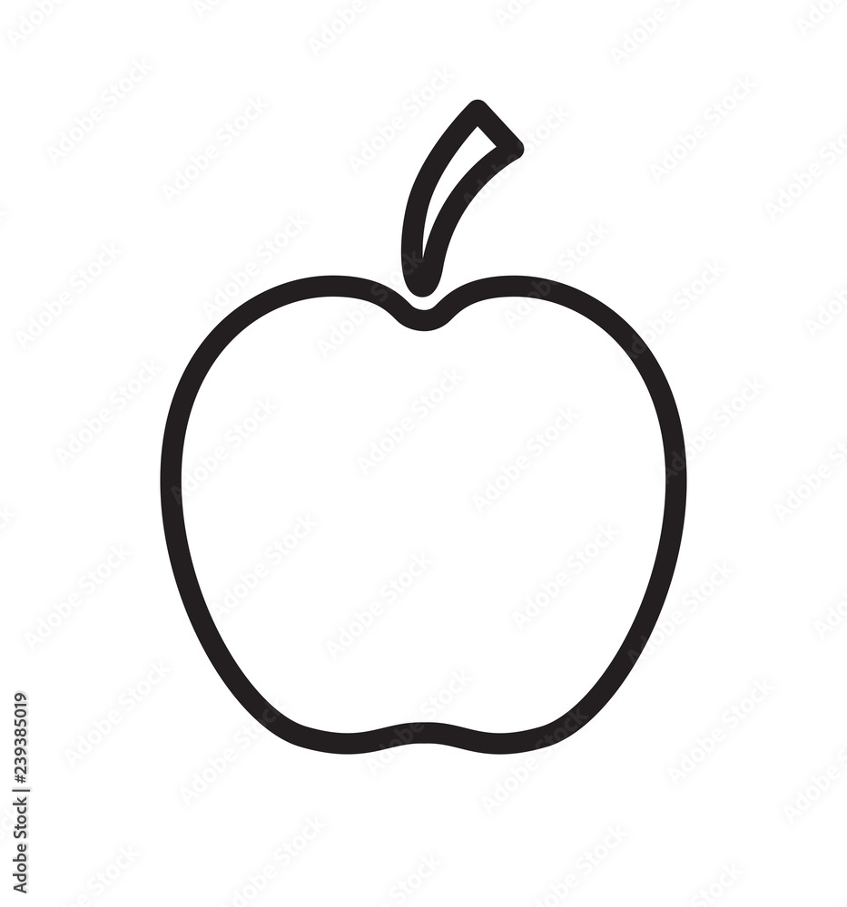 Outline apple black isolated icon vector illustration isolated on white Outline apple black isolated icon vector illustration isolated on white
