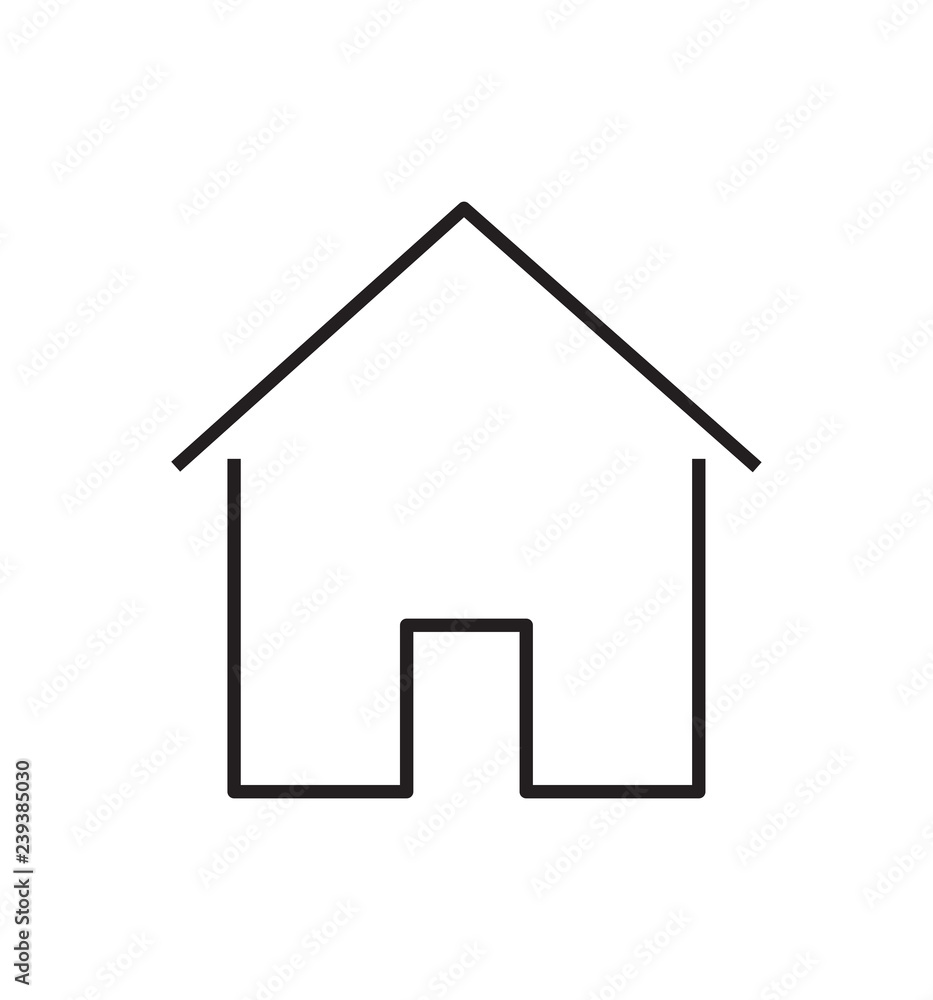 Outline House icon with door design vector illustration on white background Outline House icon with door design vector illustration on white background