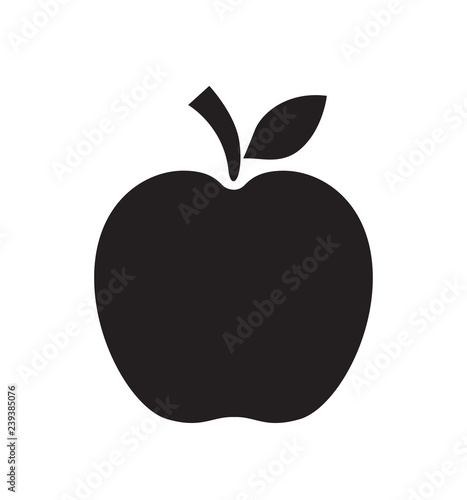 Apple icon black symbol vector fruit vector illustration isolated on white 