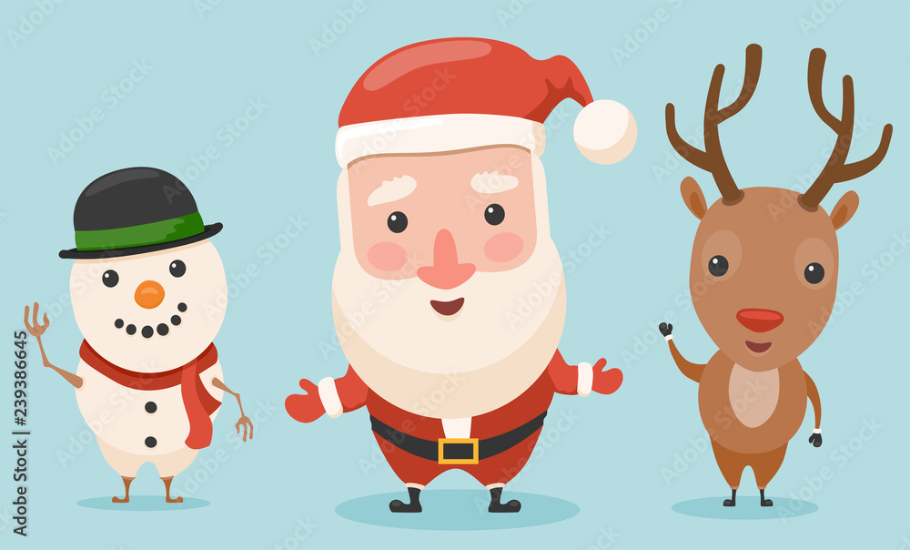 Cartoon Santa with Snowman and reindeer. To see the other vector Christmas character illustrations , please check Christmas collection. Cartoon Santa with Snowman and reindeer. To see the other vector Christmas character illustrations , please check Christmas collection.