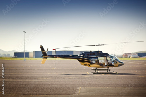 Helicopter sitting on the tarmac.