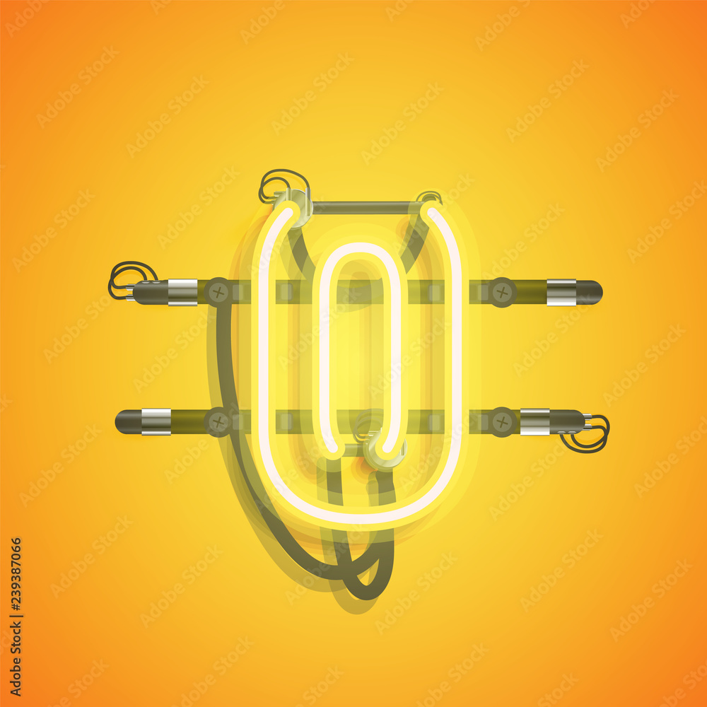 Realistic neon character with wires and console, vector illustration Realistic neon character with wires and console, vector illustration