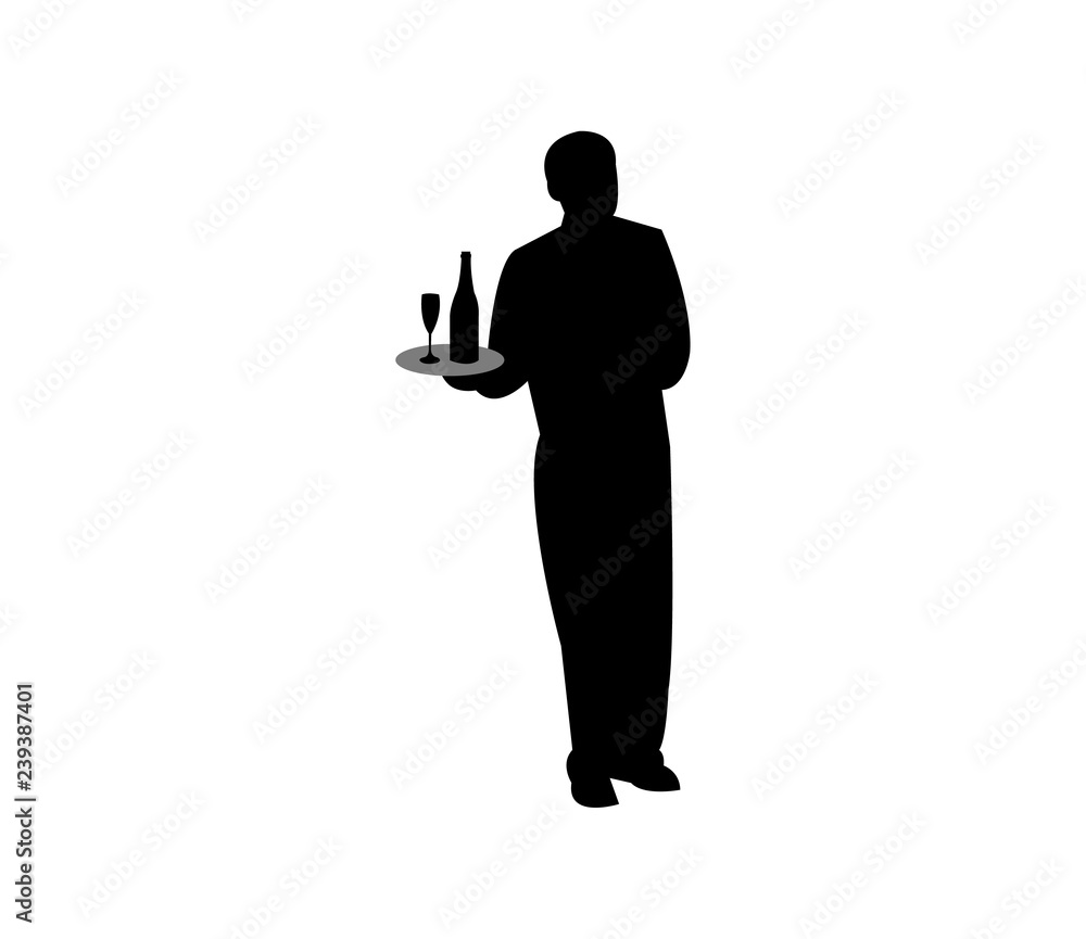 silhouette of a waiter
