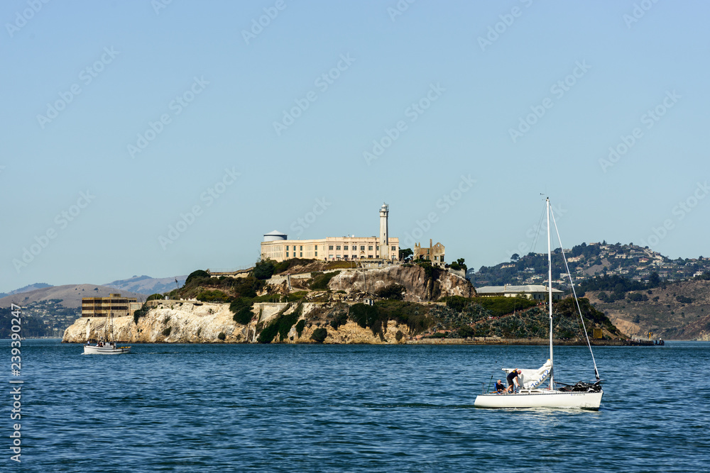 The island and Alcatraz prison from pier 39 in San Francisco The island and Alcatraz prison from pier 39 in San Francisco
