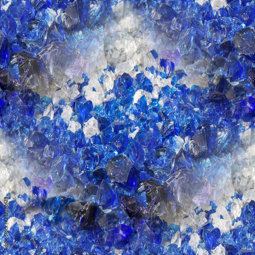 Many broken pieces of glass in white and blue, as seamless background