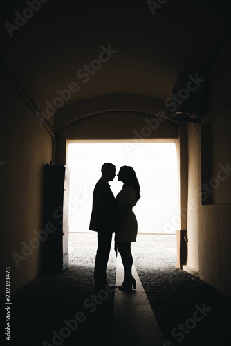 Silhouettes of two loving people. Photos of the bride and groom on the wedding day © ksyusha_yanovich