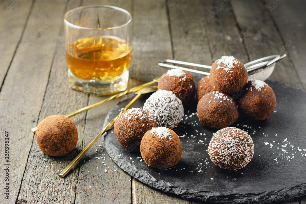Chocolate rum truffles. Chocolate rum truffles.