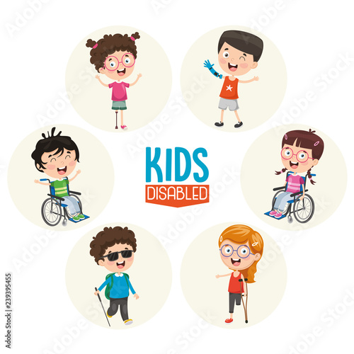 Vector Illustration Of Disabled Kids