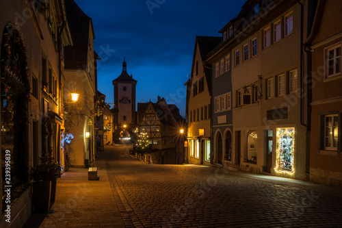 Early morning in the medieval city of Rothenburg.
