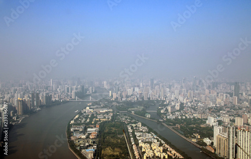 Guangzhou view from windows of Canton tower