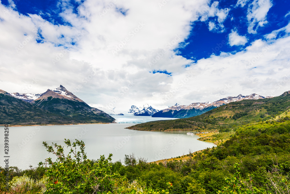 View of the Perito Moreno Glacier, Patagonia, Argentina. Copy space for text.